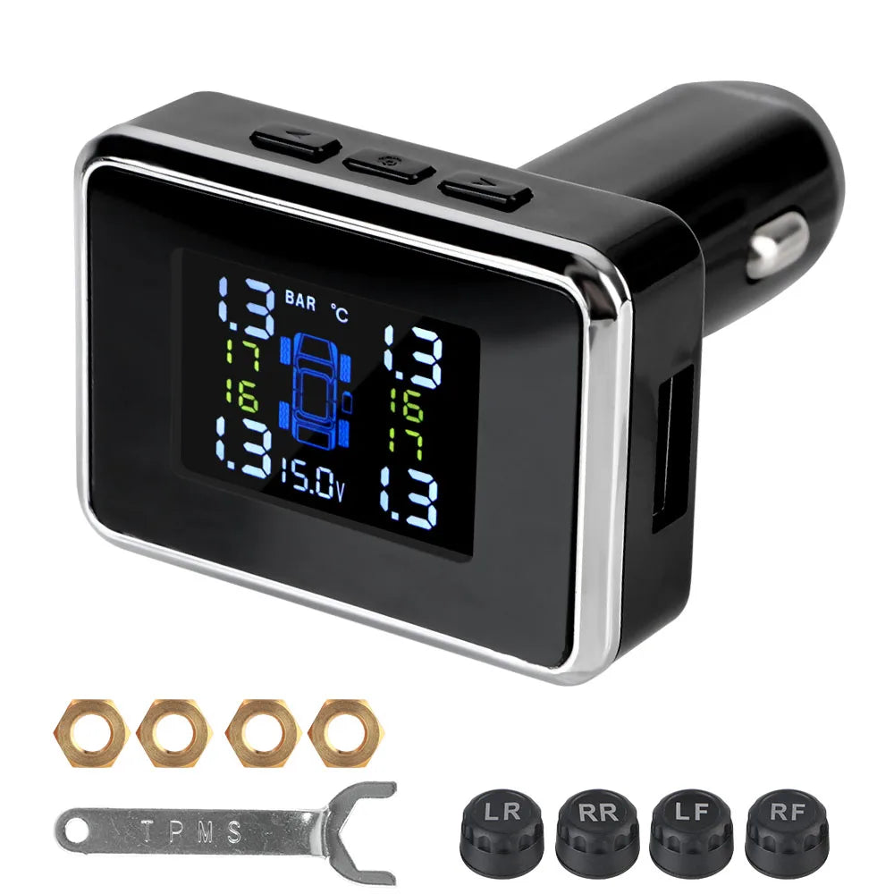 Wireless Car TPMS Tire Pressure Monitoring & Alarm System