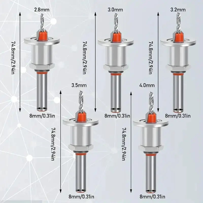 Adjustable Countersink Bit Set (8mm Shank)