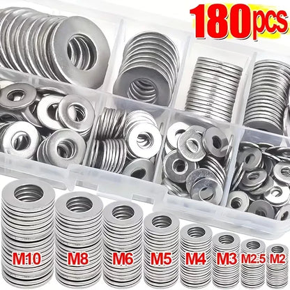 Stainless Steel Flat Washer Assortment Kit (M2–M10)
