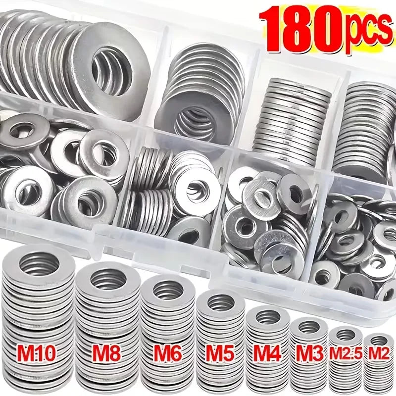Stainless Steel Flat Washer Assortment Kit (M2–M10)
