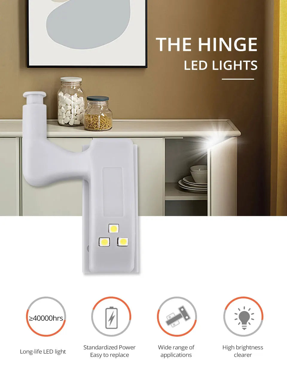 10-Pack LED Cabinet Hinge Lights