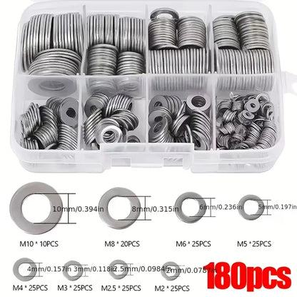 Stainless Steel Flat Washer Assortment Kit (M2–M10)