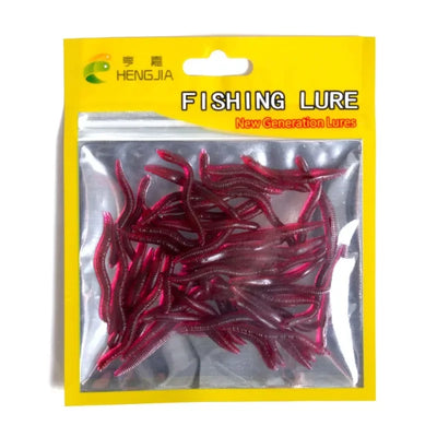 50-Piece Ultra-Realistic Soft Plastic Earthworm Lures