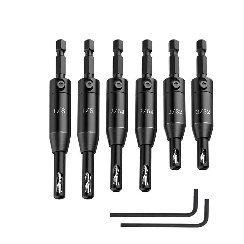 WORTHOWN 6-Pc Self-Centering Hinge Drill Bit Set