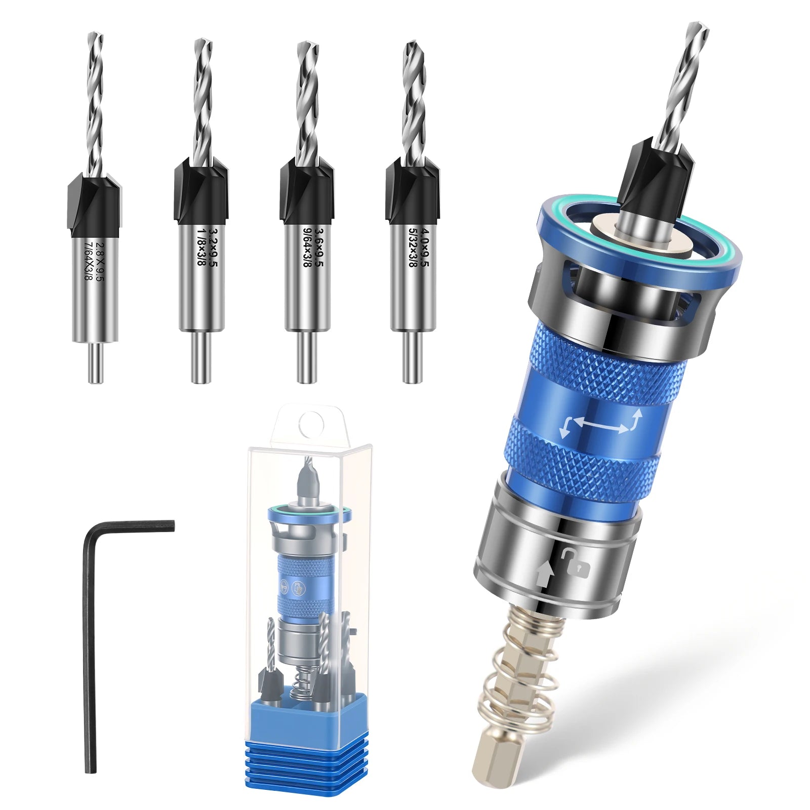 Woodworking Adjustable Countersink Drill Bit with Depth Stop
