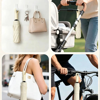 Automatic Compact Travel Umbrella with Ring Buckle