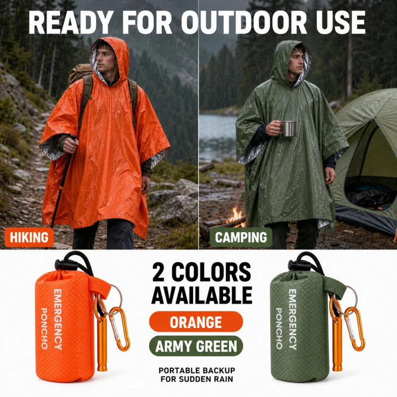 Emergency Rain Poncho Kit with Pouch
