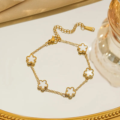 Five-Petal Clover Stainless Steel Bracelet