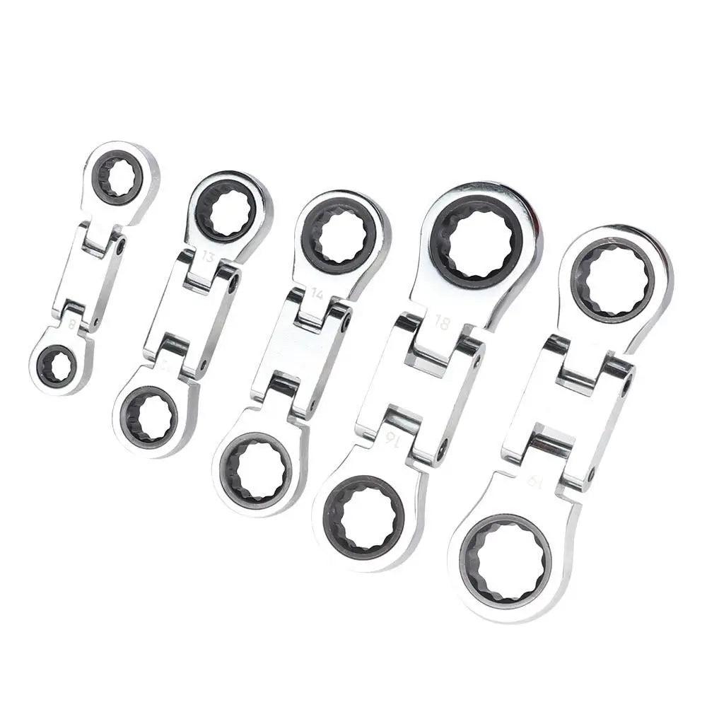 5-Piece Flex-Head Ratcheting Wrench Set (8–19mm)