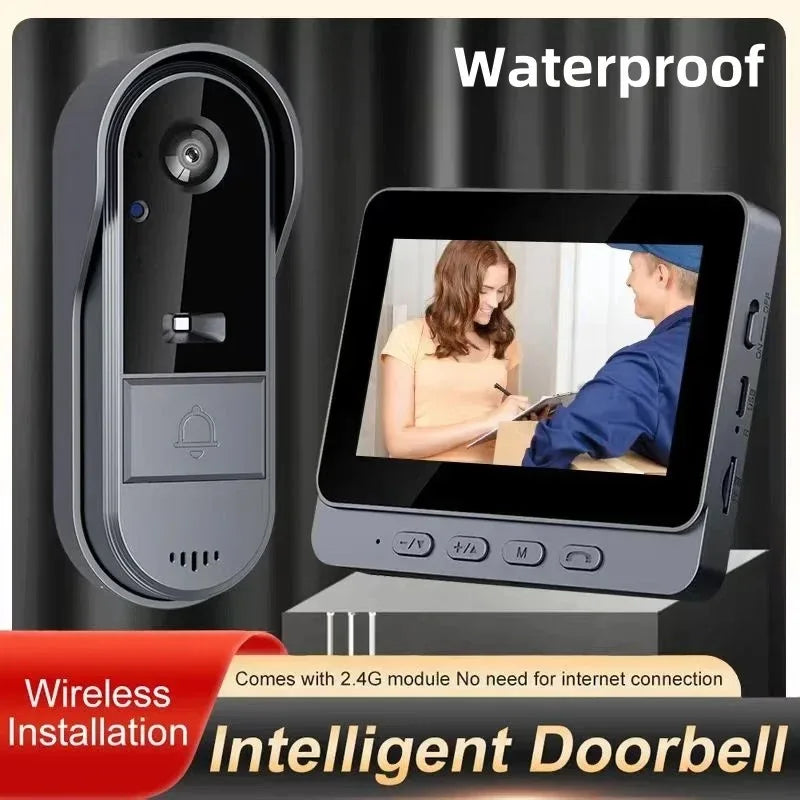 Wireless Video Doorbell with 4.3" Indoor Monitor