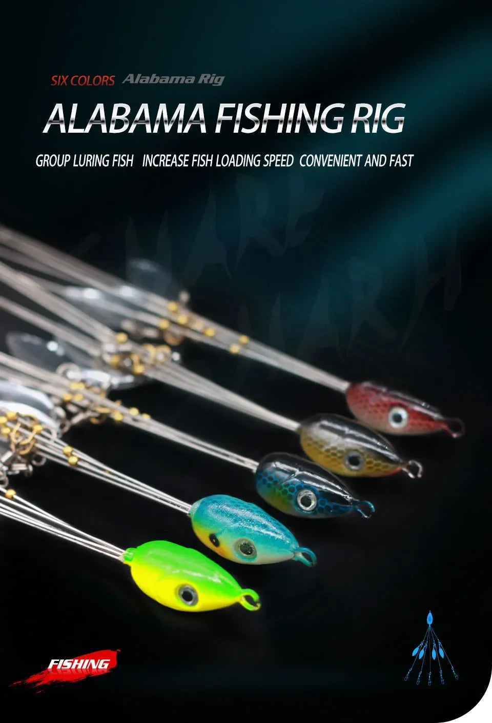 5-Arm Alabama Umbrella Rig Fishing Lure Set