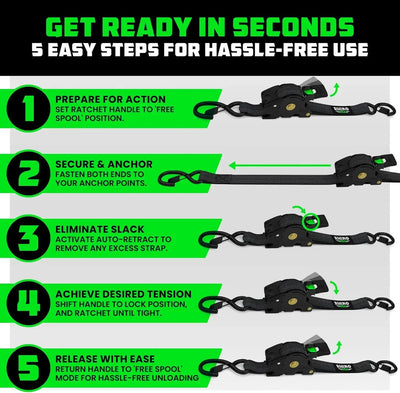 Retractable Ratchet Straps (4-Pack) - USA shipping only