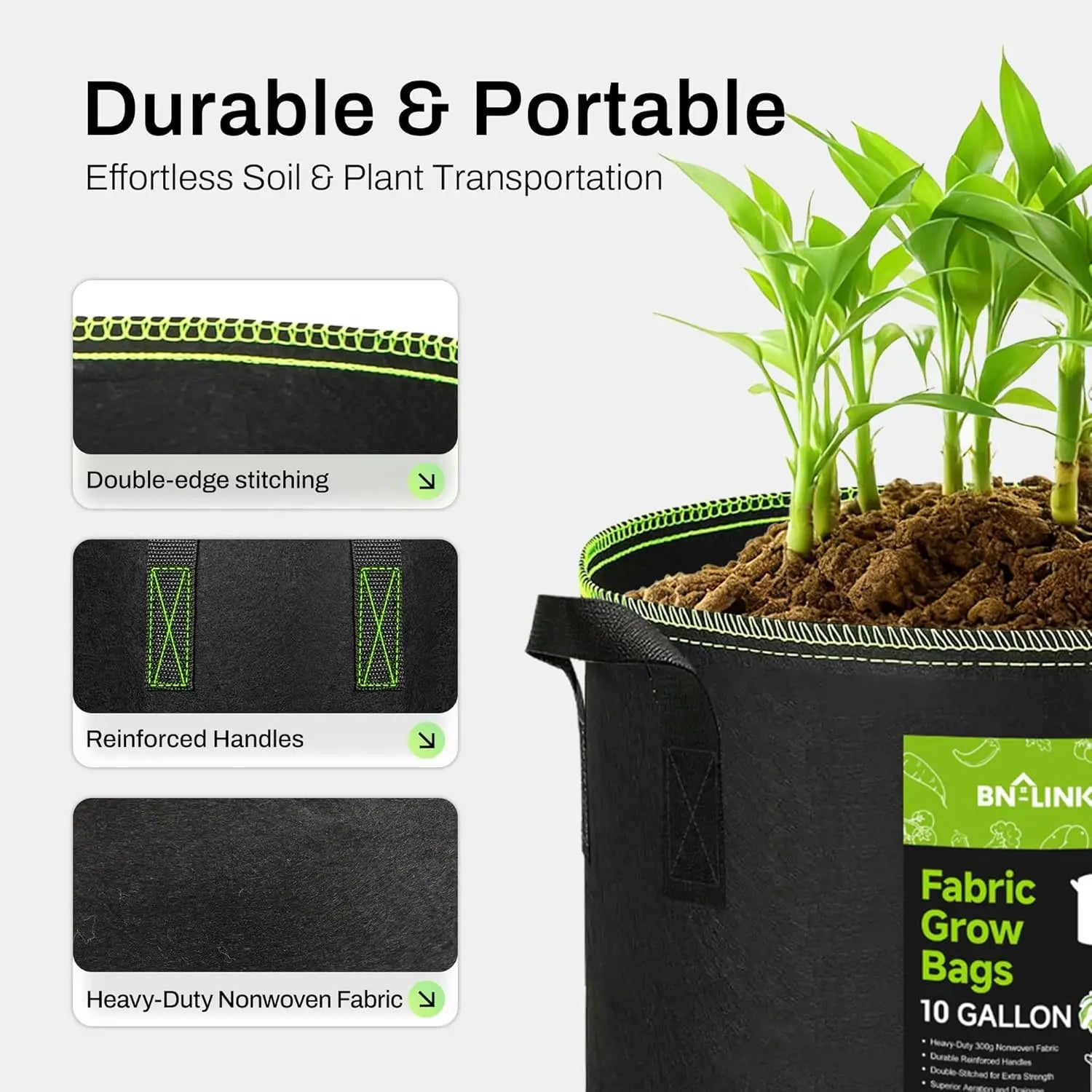 5-Pack 5 Gallon Fabric Grow Bags