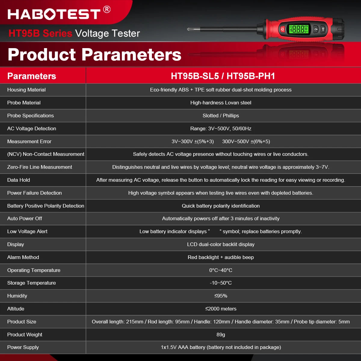 HT95B Digital Screwdriver Voltage Tester