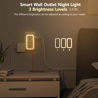 Outlet Extender with USB-C & Night Light