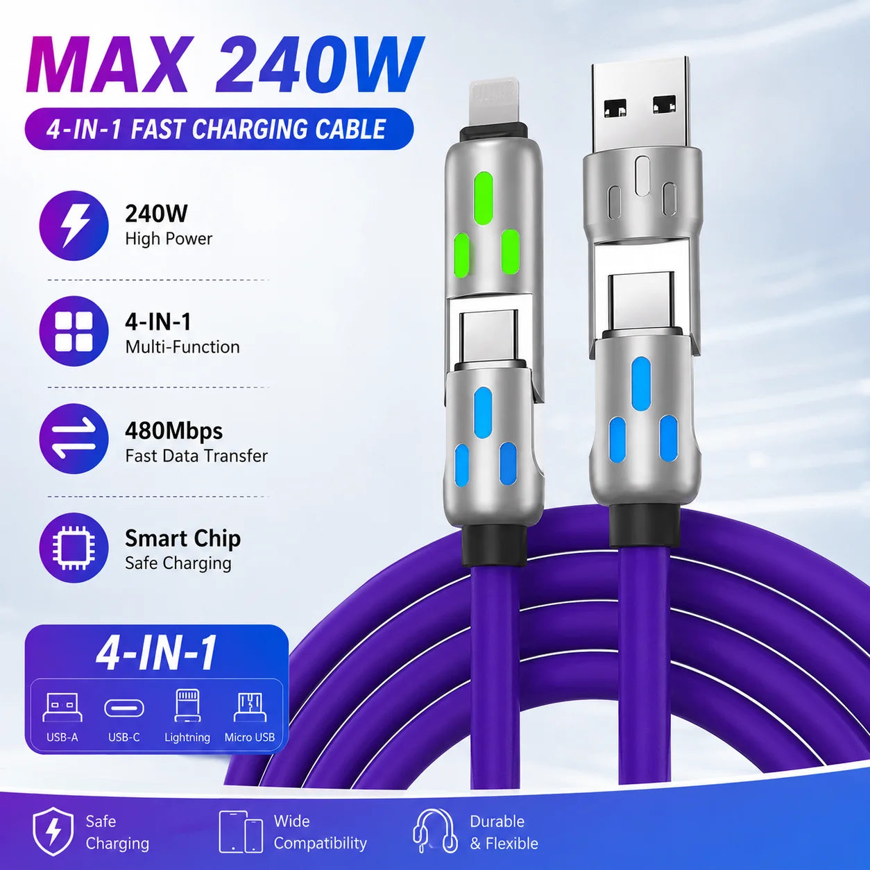 4-in-1 240W Fast Charging Cable