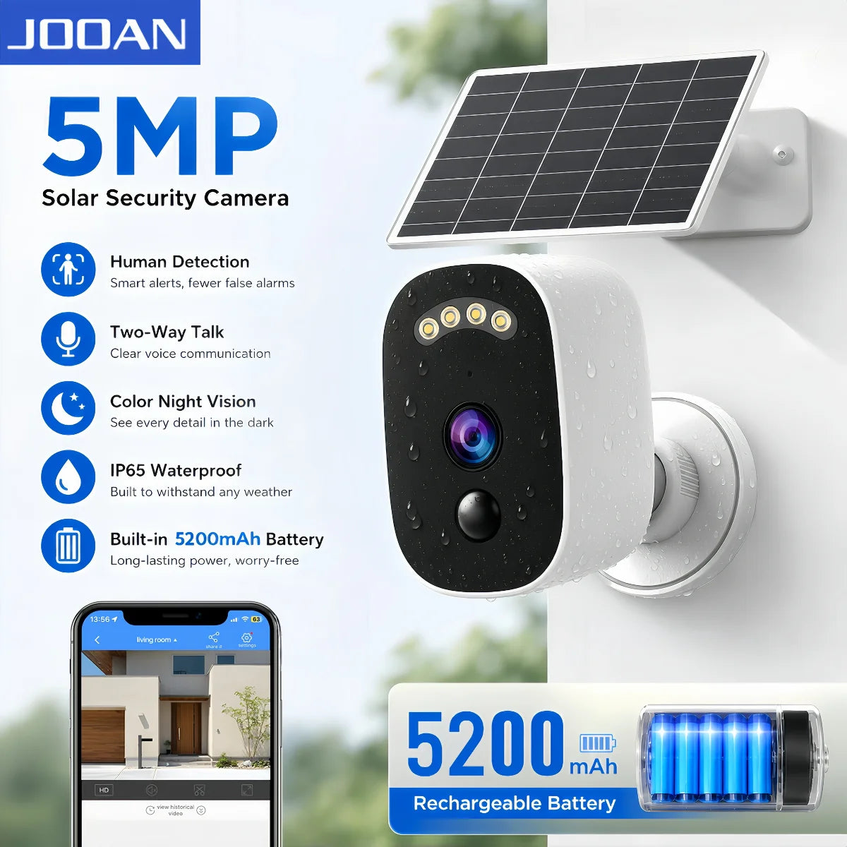 5MP Solar WiFi Outdoor Security Camera