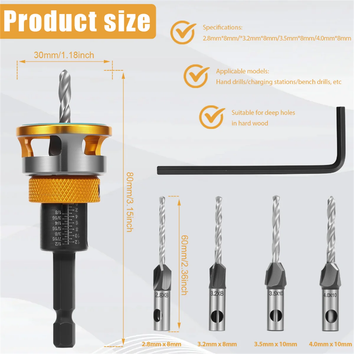 Adjustable Countersink Drill Bit