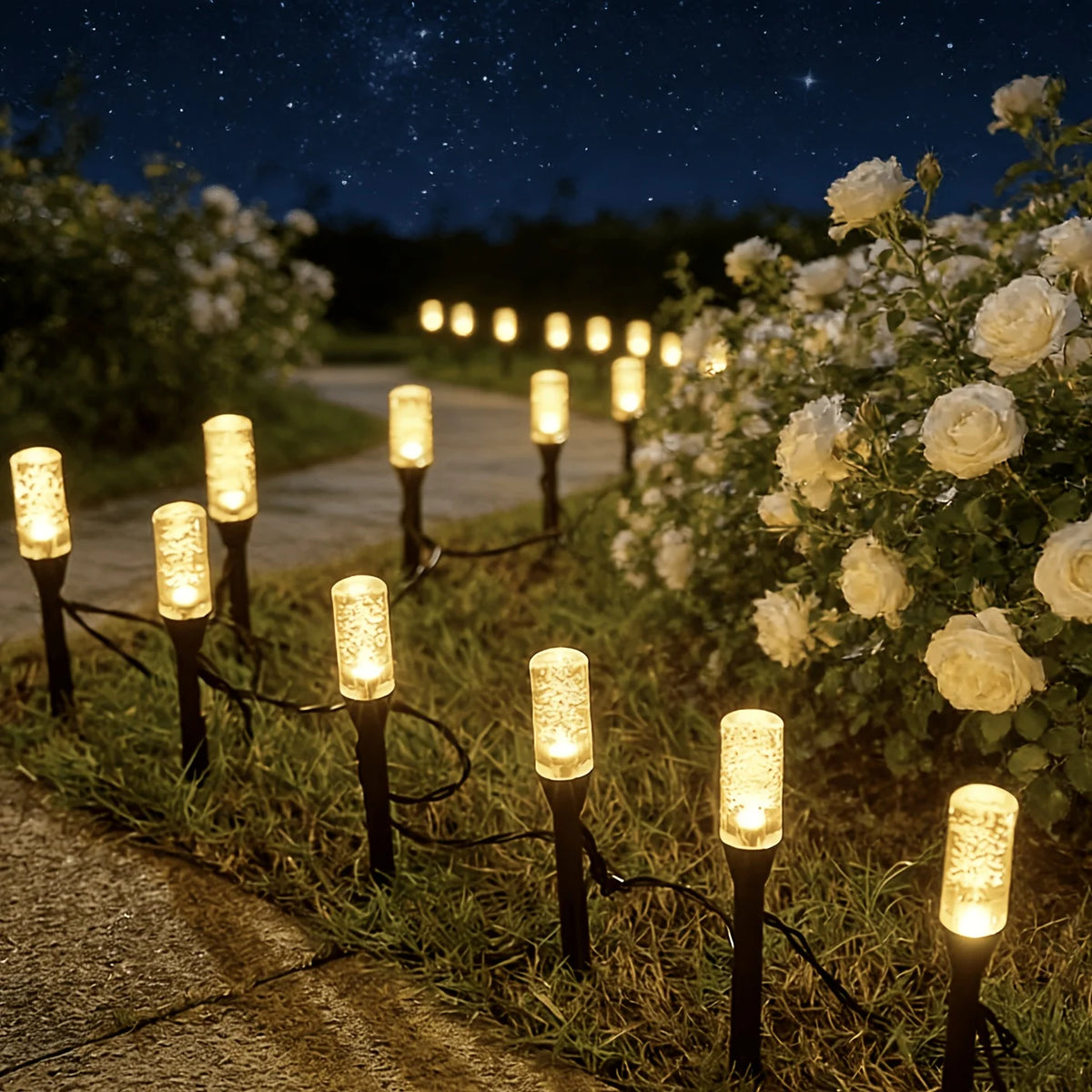 Solar Bubble Tube Pathway Stake Lights (Warm White)