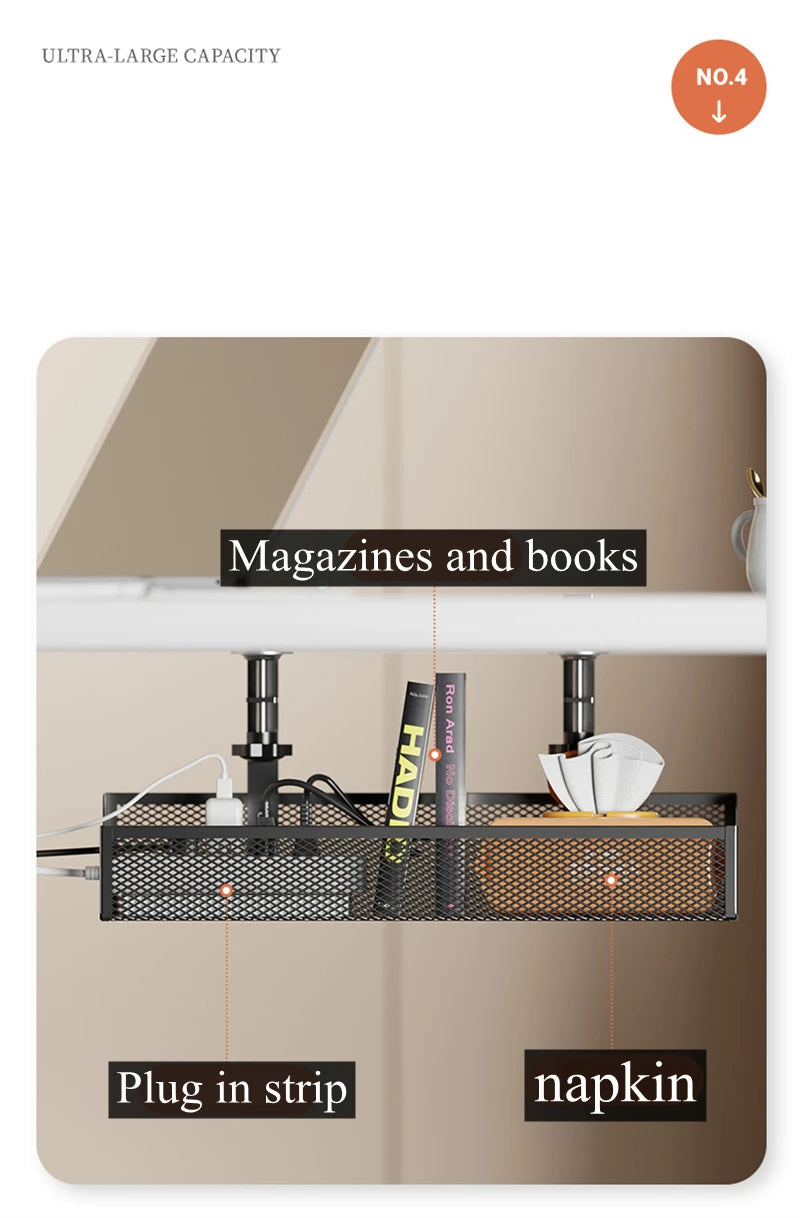 No-Drill Under Desk Cable Management Tray