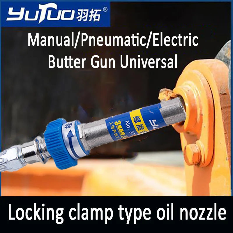 Quick-Release Locking Grease Gun Coupler with Flexible Hose