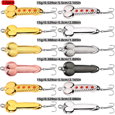 12PCS Metal Fishing Spoon Lure Set