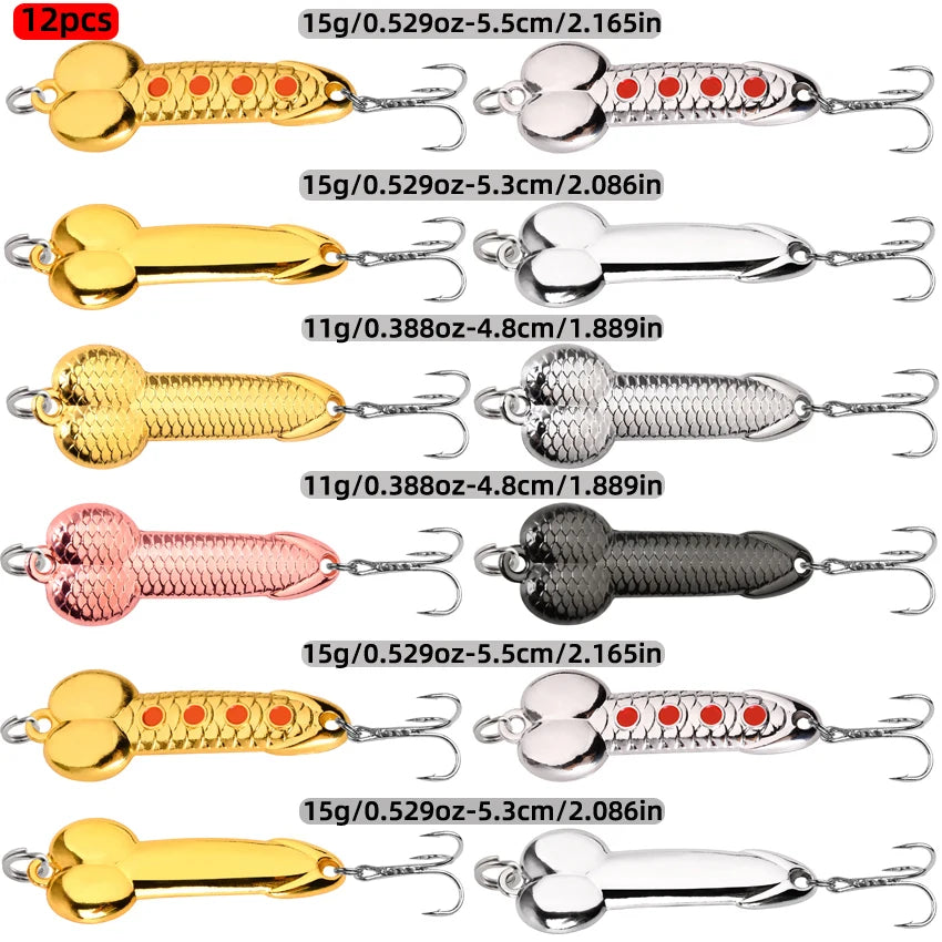 12PCS Metal Fishing Spoon Lure Set