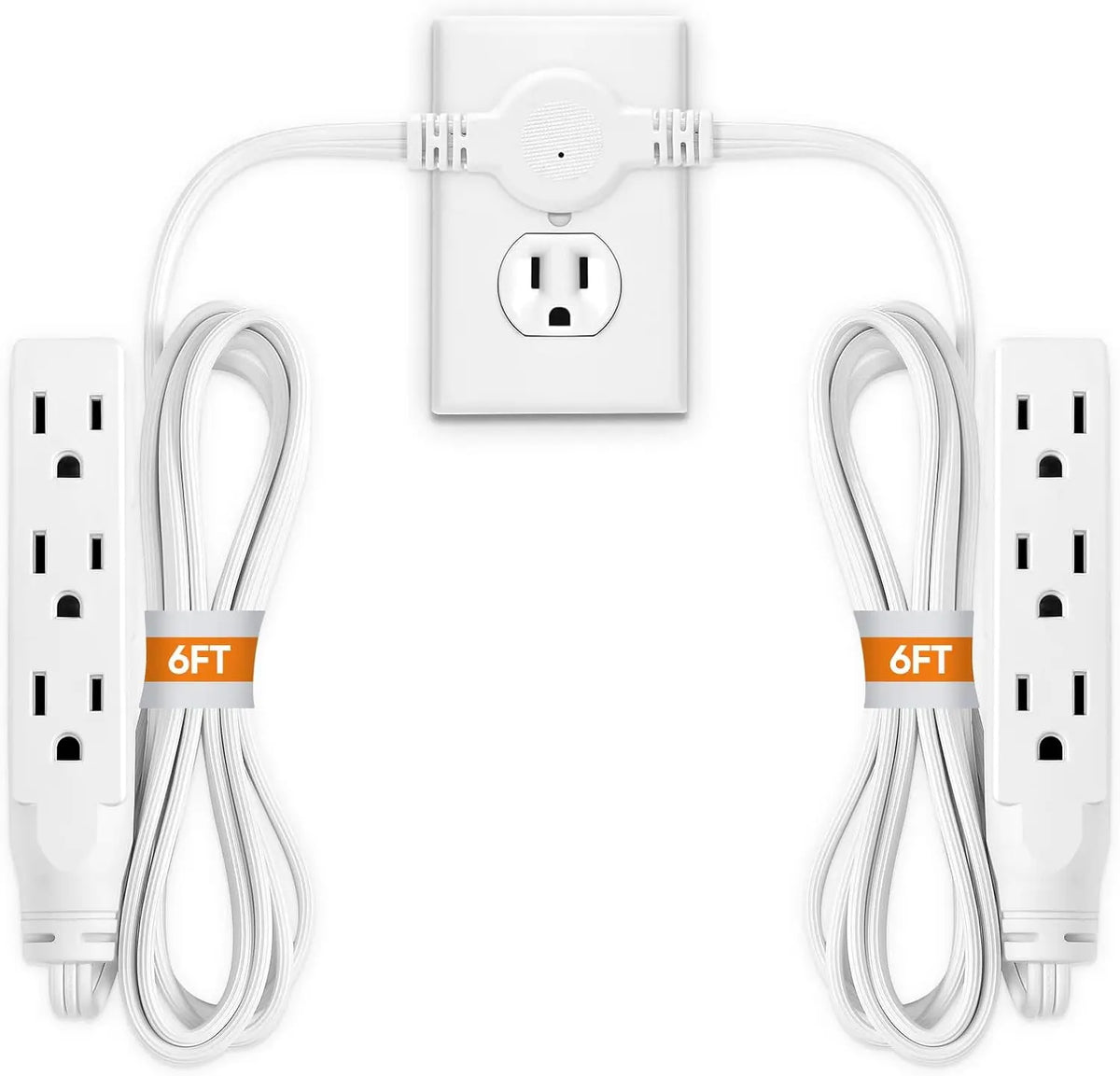 Twin Extension Cord Power Strip with Flat Plug (ETL Certified)