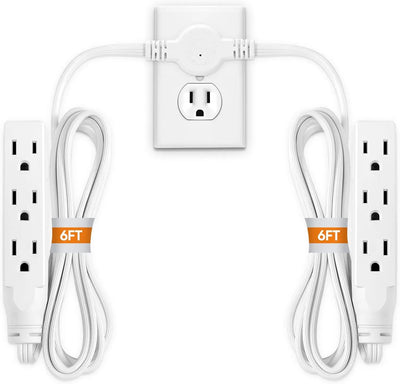 Twin Extension Cord Power Strip with Flat Plug (ETL Certified)