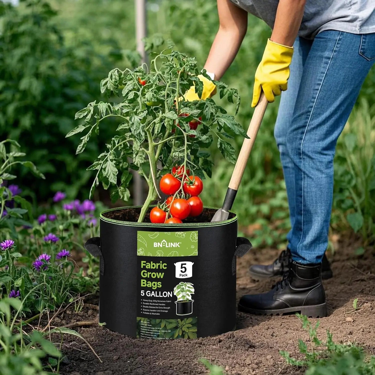 5-Pack 5 Gallon Fabric Grow Bags