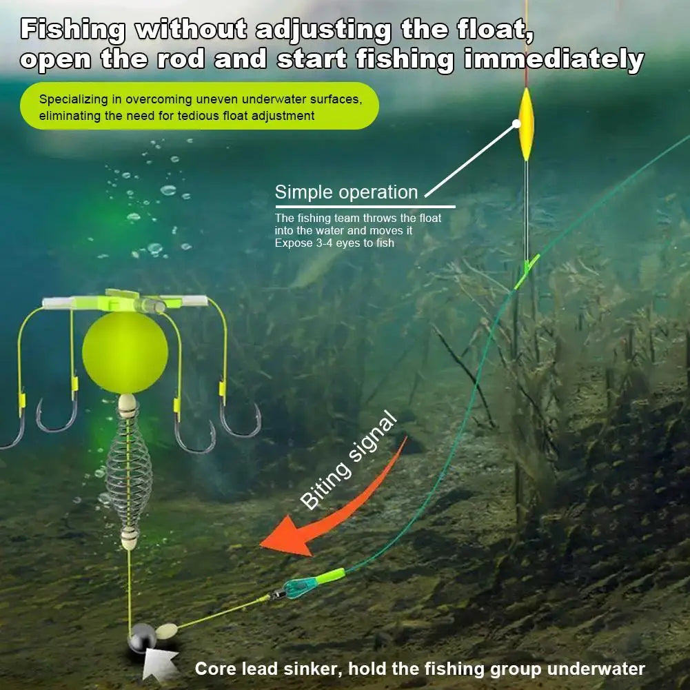 All-in-One Feeder Spring Bait Rig with 4 Hooks