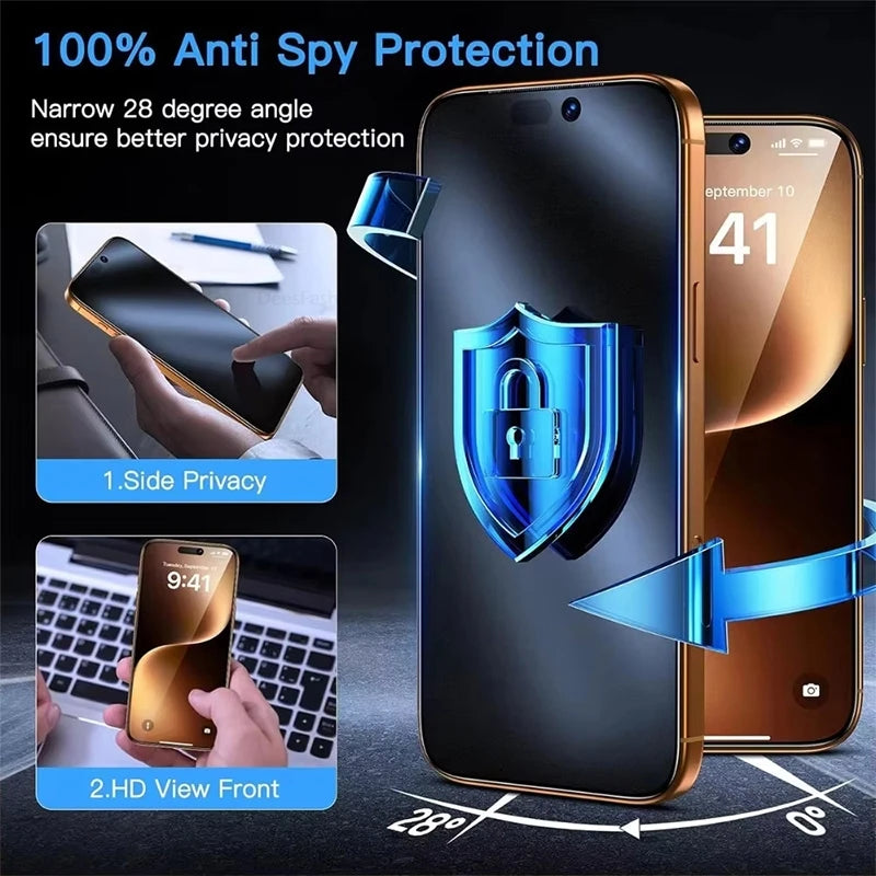 Matte Privacy Tempered Glass Screen Protector with Dust-Free Auto Installation Tray