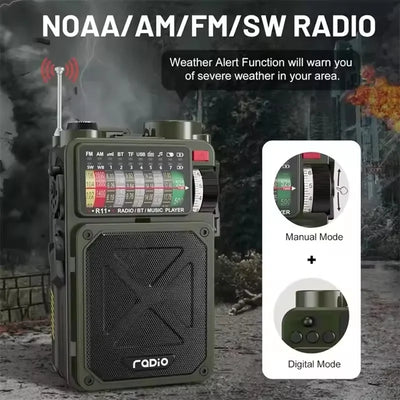R11 Solar & Hand-Crank Emergency Radio Speaker