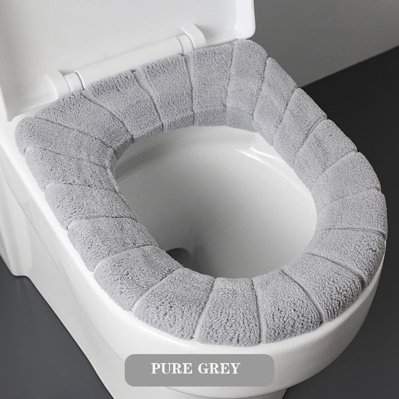 Soft Plush Toilet Seat Cover with Handle – Warm & Reusable