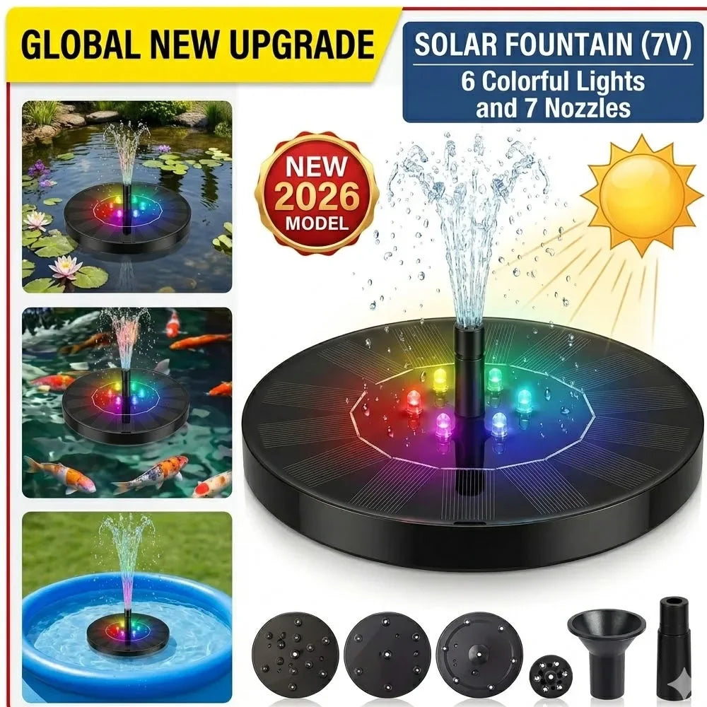 Solar Fountain Pump with LED Lights