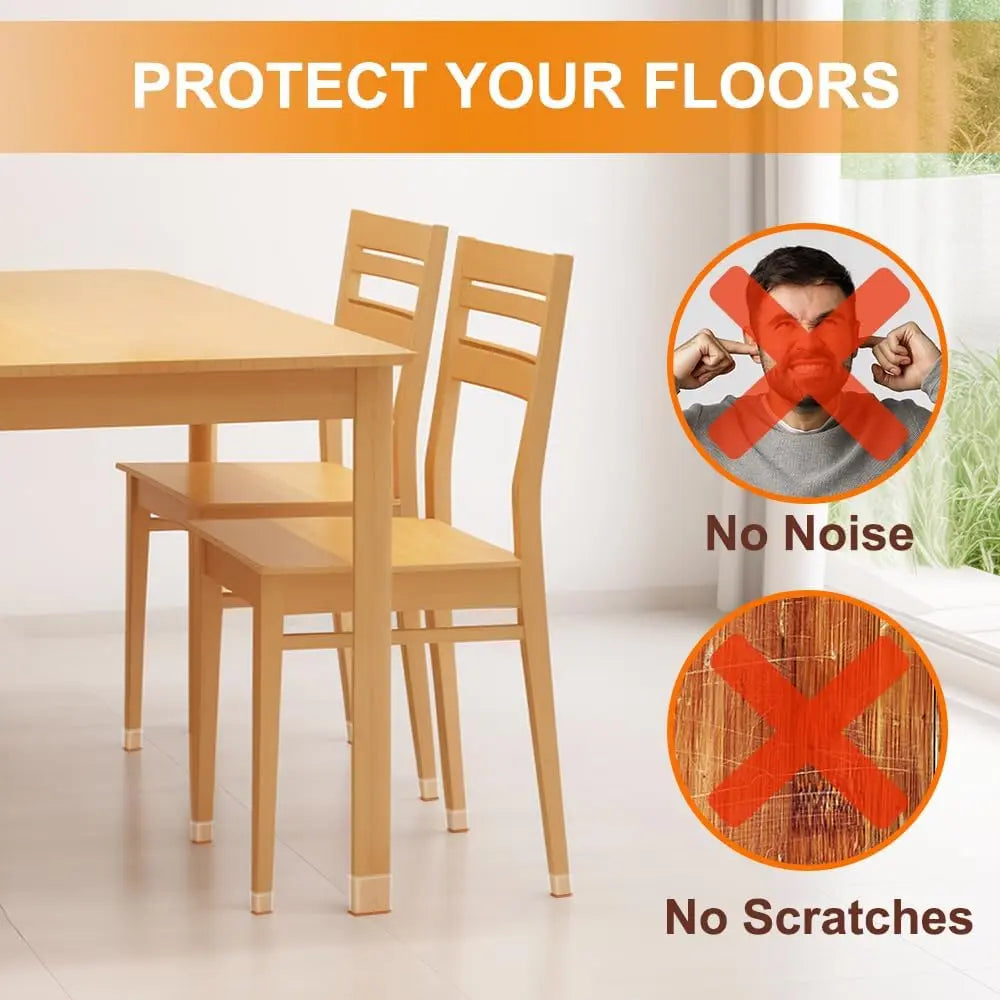 24-Pack Square Silicone Furniture Leg Caps
