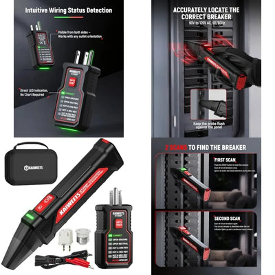 Digital Circuit Breaker Finder Tool Kit & GFCI Outlet Tester with LED Indicators