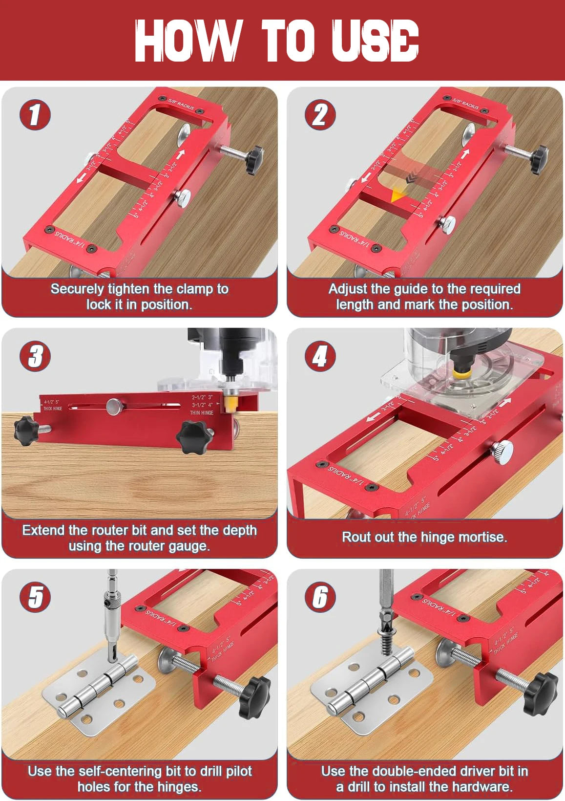 Adjustable Door Hinge Installation Jig Kit