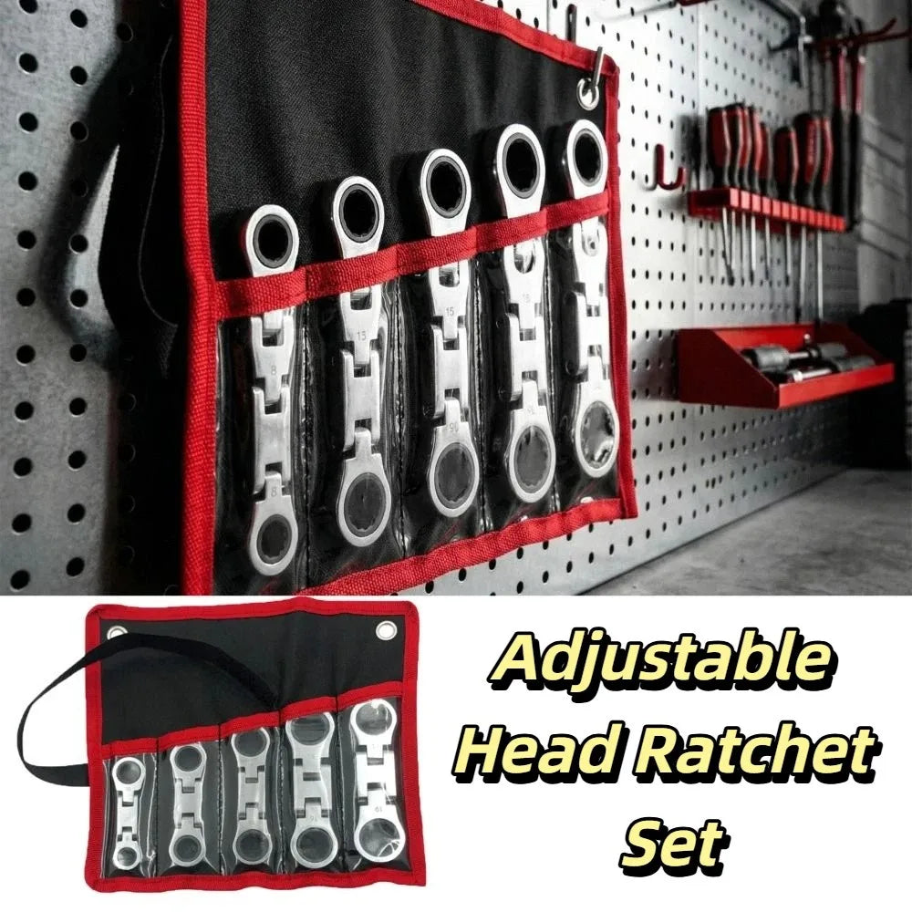 5-Piece Flex-Head Ratcheting Wrench Set (8–19mm)