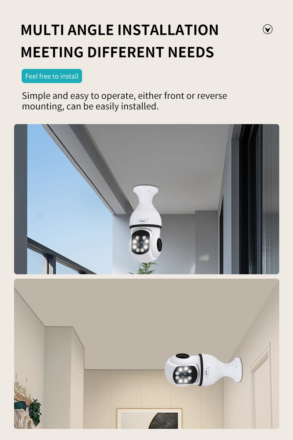 360° E27 WiFi Light Bulb Security Camera