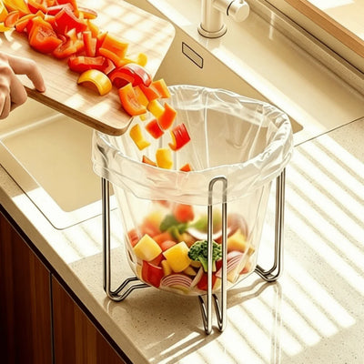 Portable Stainless Steel Folding Garbage Bag Holder