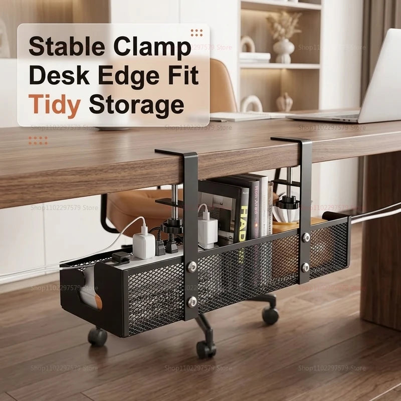 No-Drill Under Desk Cable Management Tray