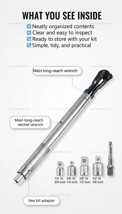 Extended 1/2-Inch Ratchet Wrench