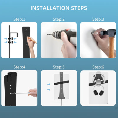 PS5 Slim Metal Wall Mount with Controller & Headset Holders