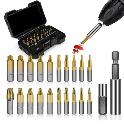 22-Piece Titanium Damaged Screw & Bolt Extractor Kit