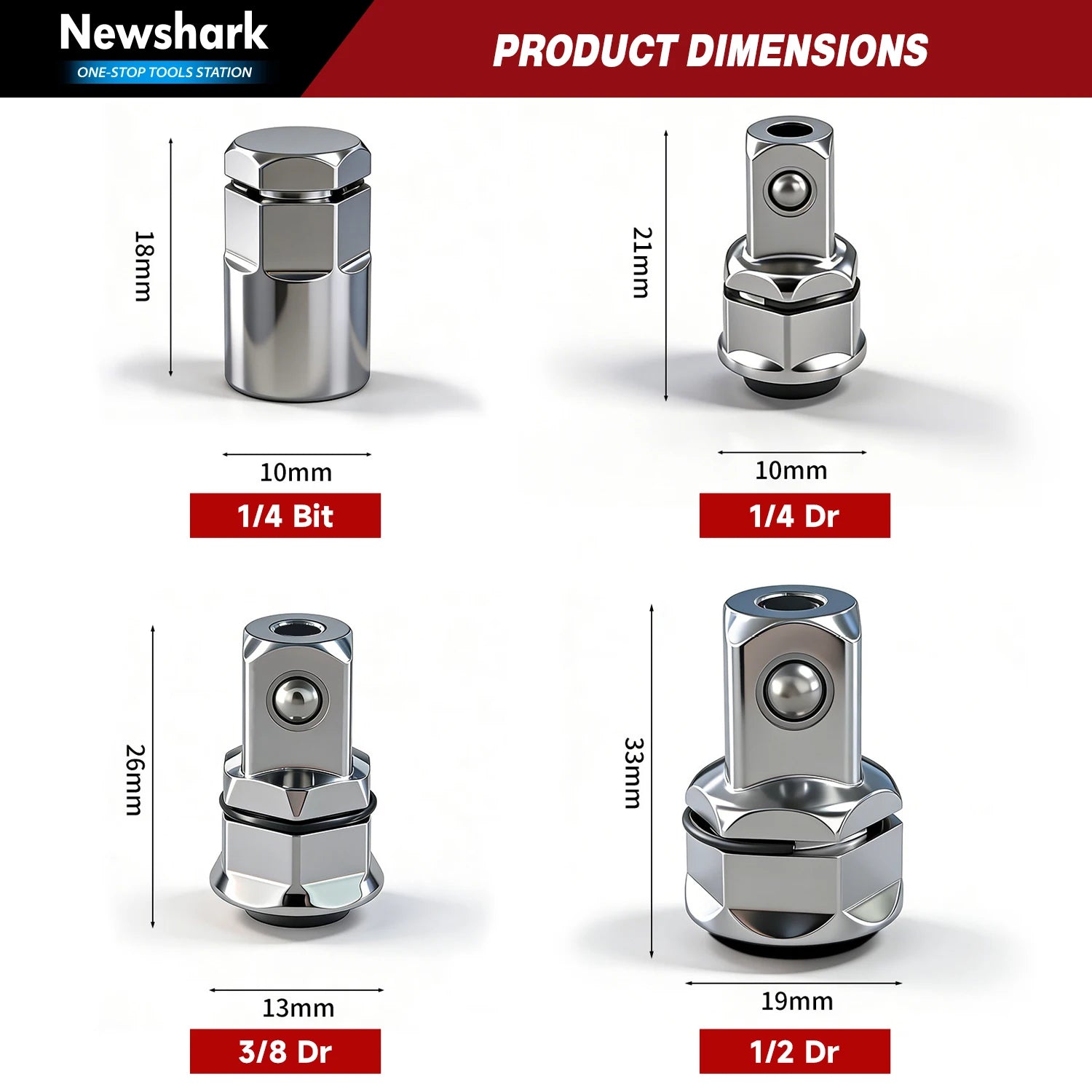 1/4" 3/8" 1/2" Ratchet Socket Adapter & Reducer Set