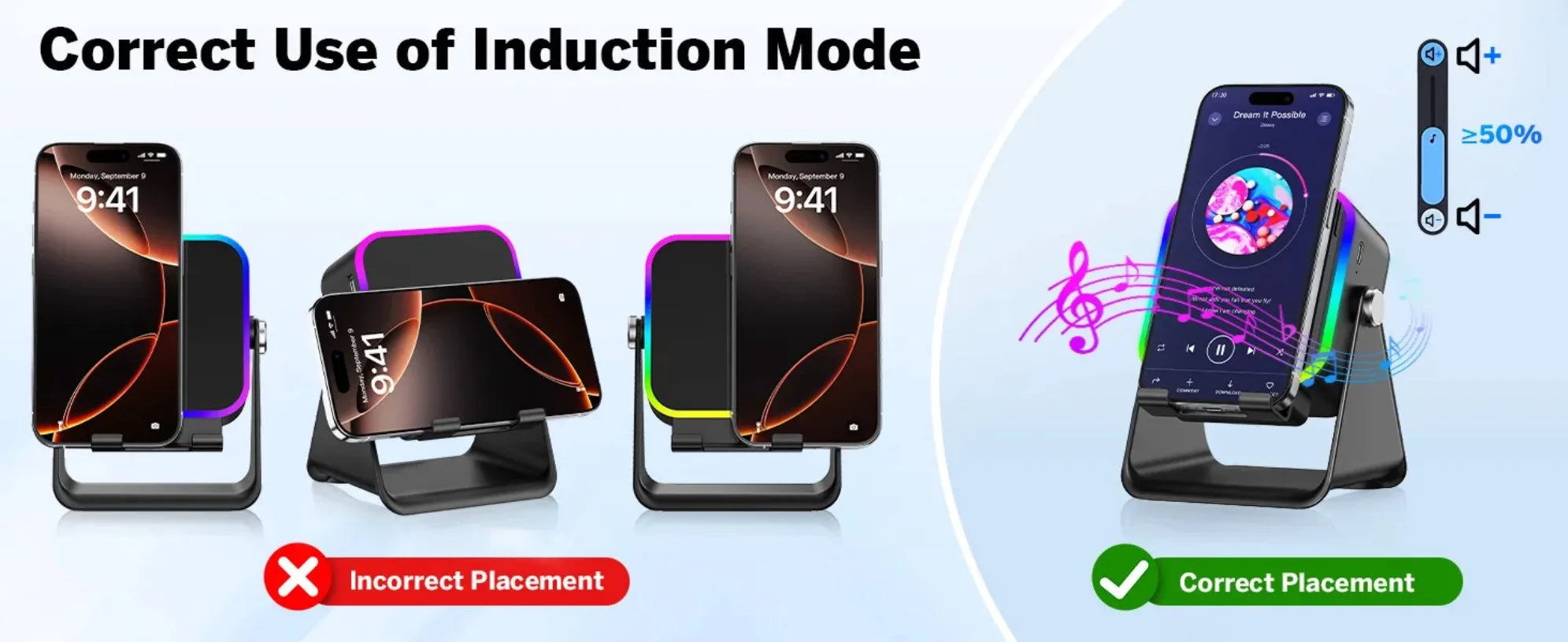 5-in-1 Bluetooth Speaker Phone Stand with RGB Light