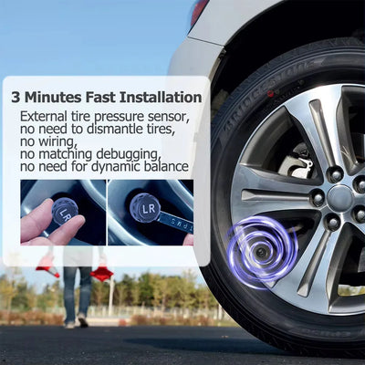 Wireless Car TPMS Tire Pressure Monitoring & Alarm System