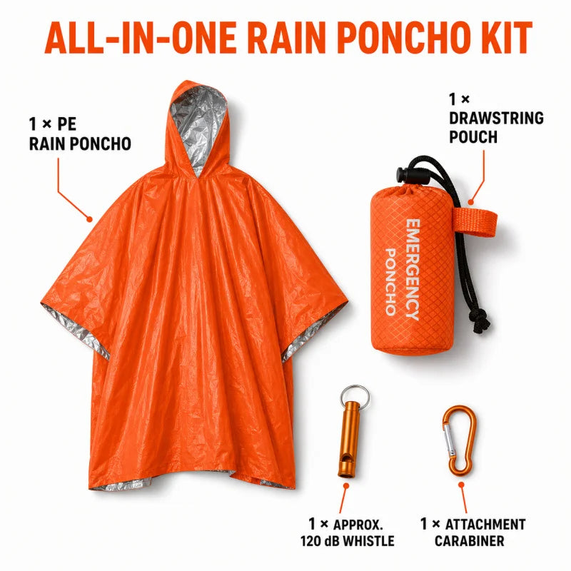Emergency Rain Poncho Kit with Pouch