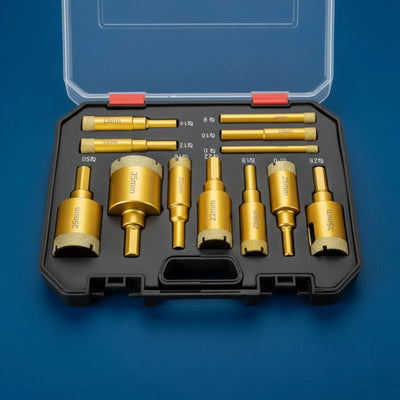 12-Piece Vacuum Brazed Diamond Hole Saw Drill Bit Set with Storage Case